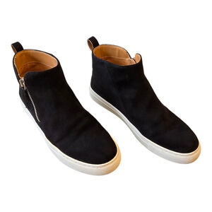 J Crew Factory Sneakers Size 7 Black High Top Faux Suede Casual